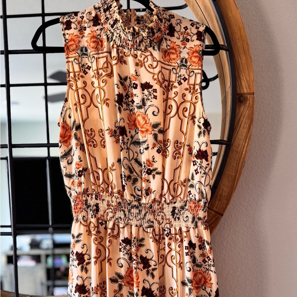 Nanette Lepore Orange and Pink Ruffled Halter Sundress
